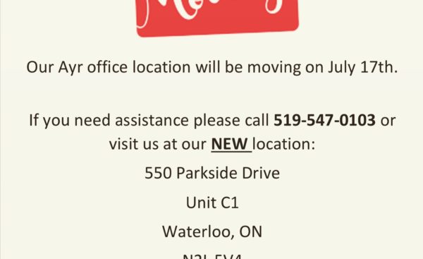 Our Ayr, Ontario office is on the move!