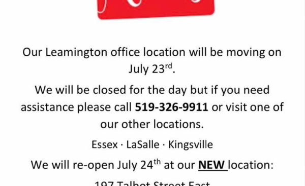 Today, July 23 is Leamington office moving day!